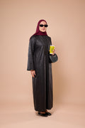 Leopard Print Two-Piece Abaya - Full length front view