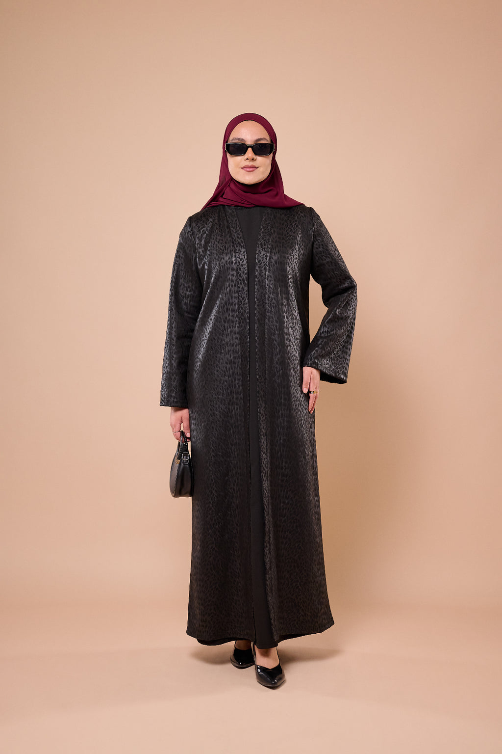 Leopard Print Two-Piece Abaya - Front view
