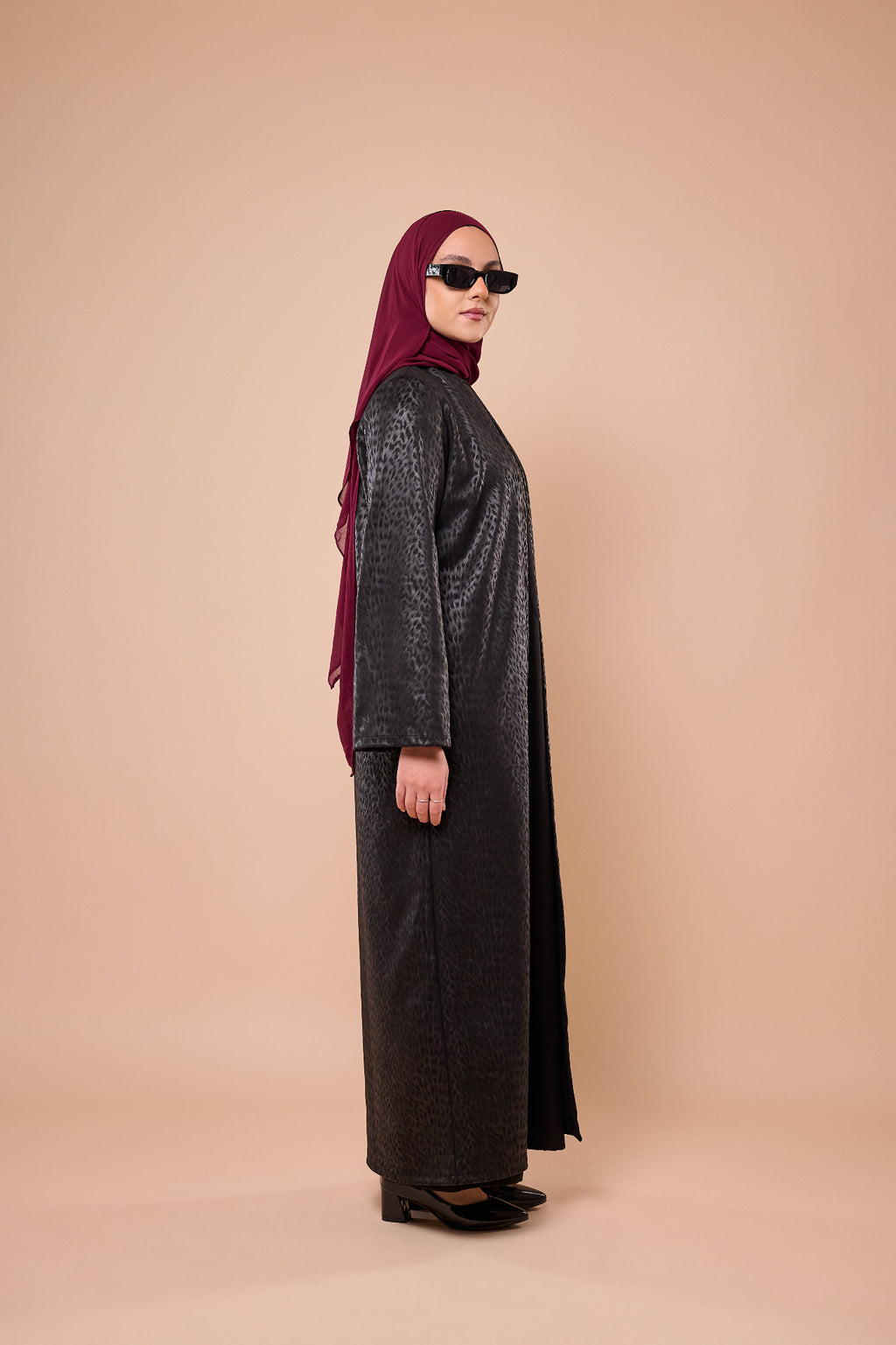Leopard Print Two-Piece Abaya - Side profile