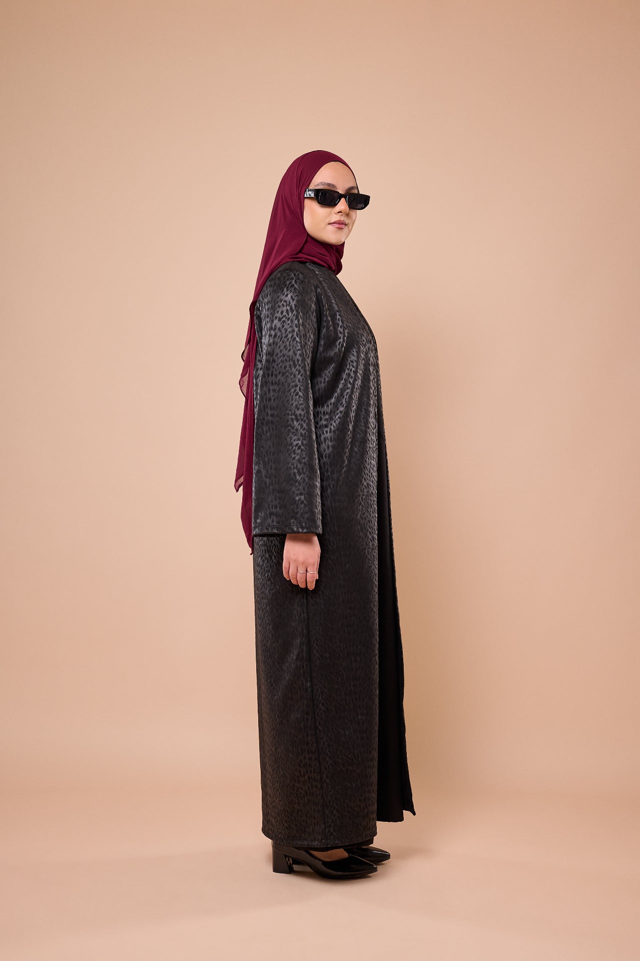 Leopard Print Two-Piece Abaya - Side profile