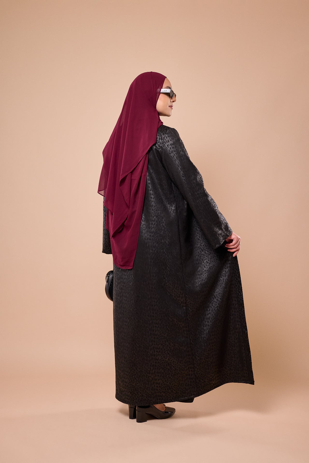 Leopard Print Two-Piece Abaya - Back view