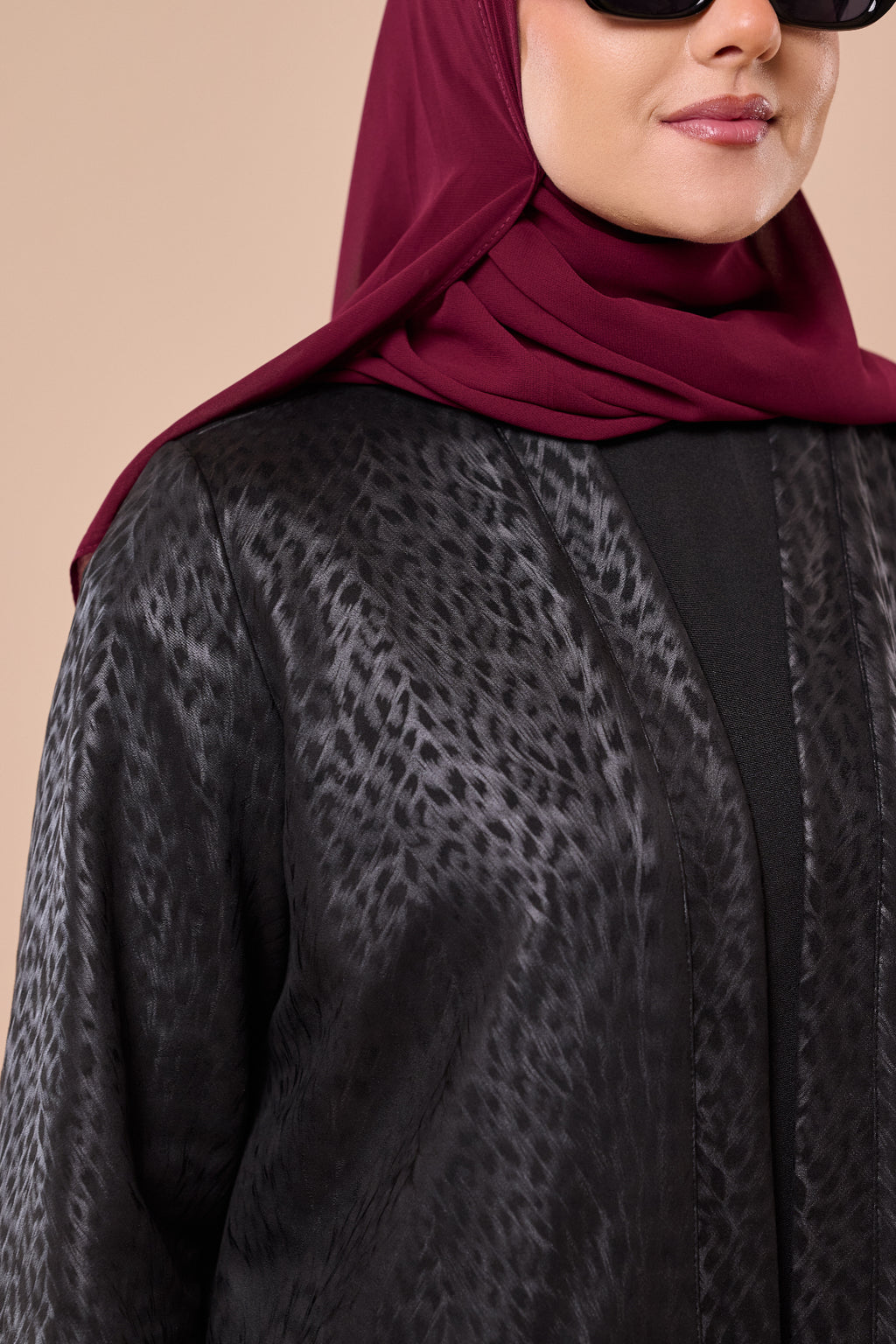 Leopard Print Two-Piece Abaya - Close-up detail